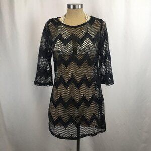 New Portocruz Black Mesh Swimsuit Cover Up Size Medium